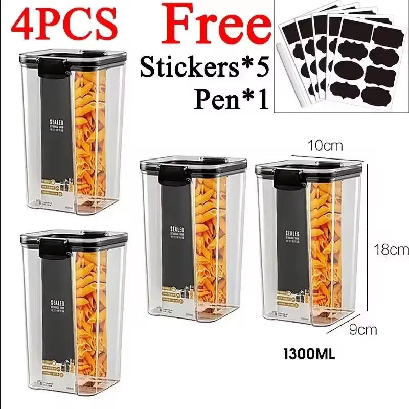 460-1800Ml Sets Stackable Kitchen Sealed Jar Plastic Food Storage Box Multigrain Tank Bottle Dried Fruit Tea Storage Containers